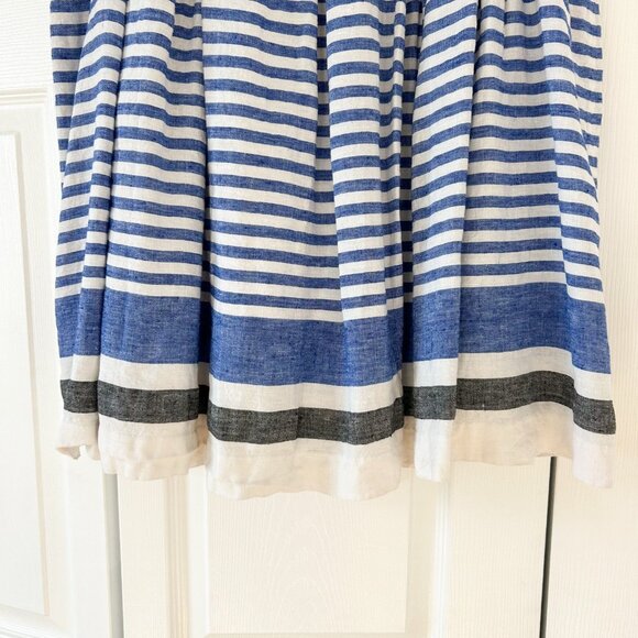 Talbots Blue White Striped Linen A-Line Midi Skirt Size 16 Cotton Lined EUC - Picture 2 of 6